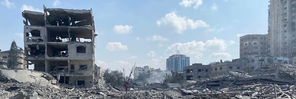 Destructed buildings in Gaza